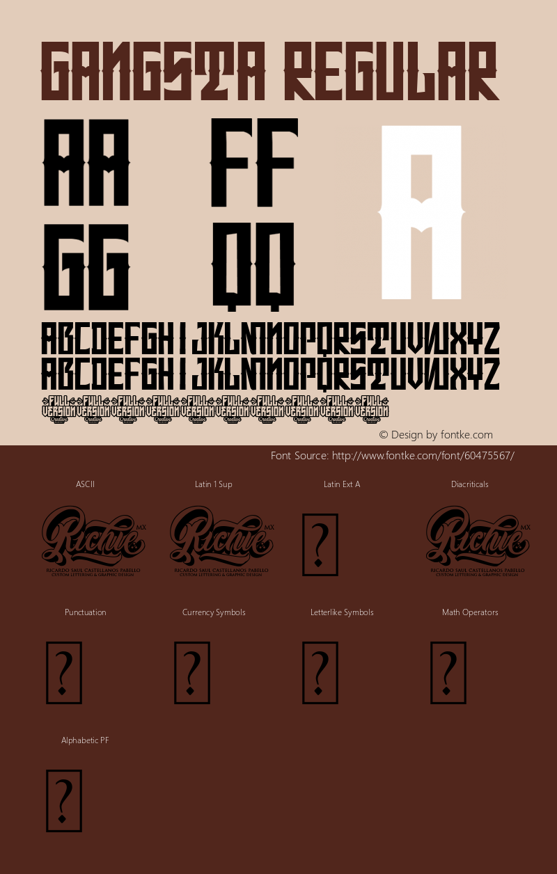 Gangsta Version 1.00;March 24, 2020;FontCreator 12.0.0.2547 64-bit Font Sample