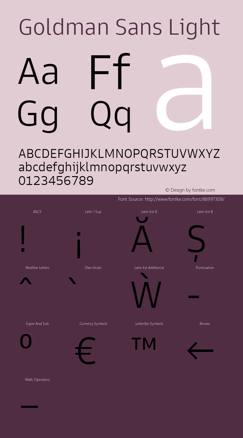 Goldman Sans Light Version 1.100 Font Sample