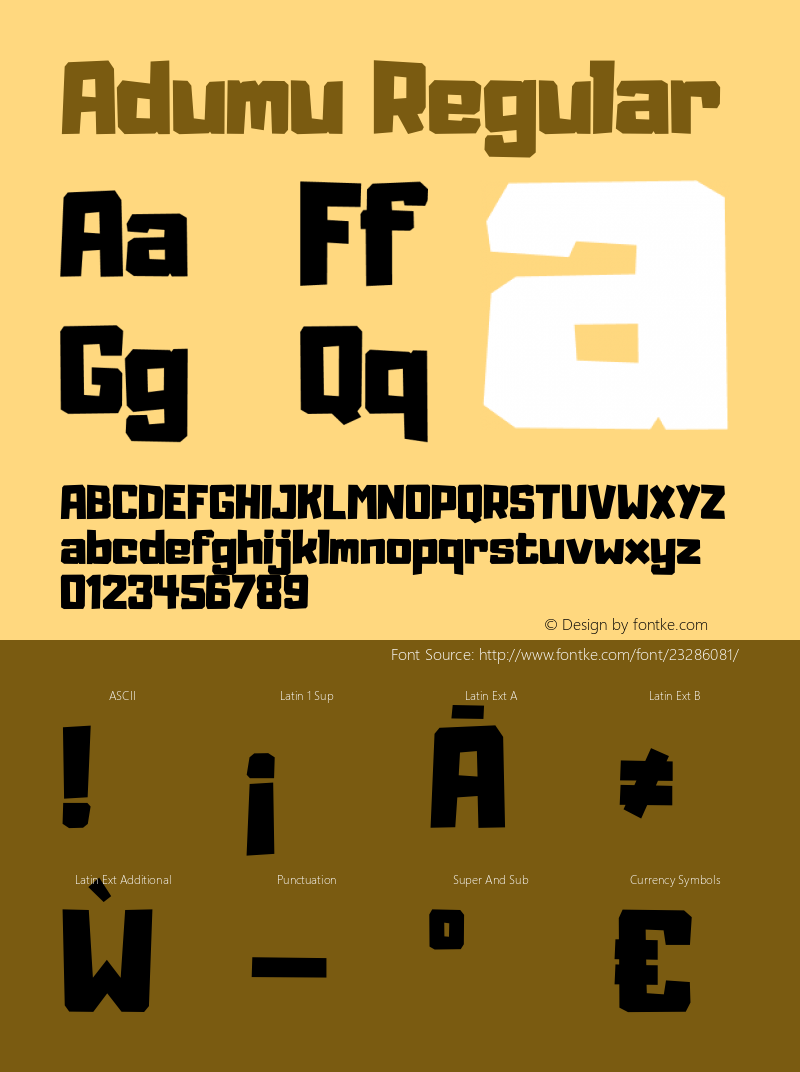 Adumu Version 3.230 Font Sample