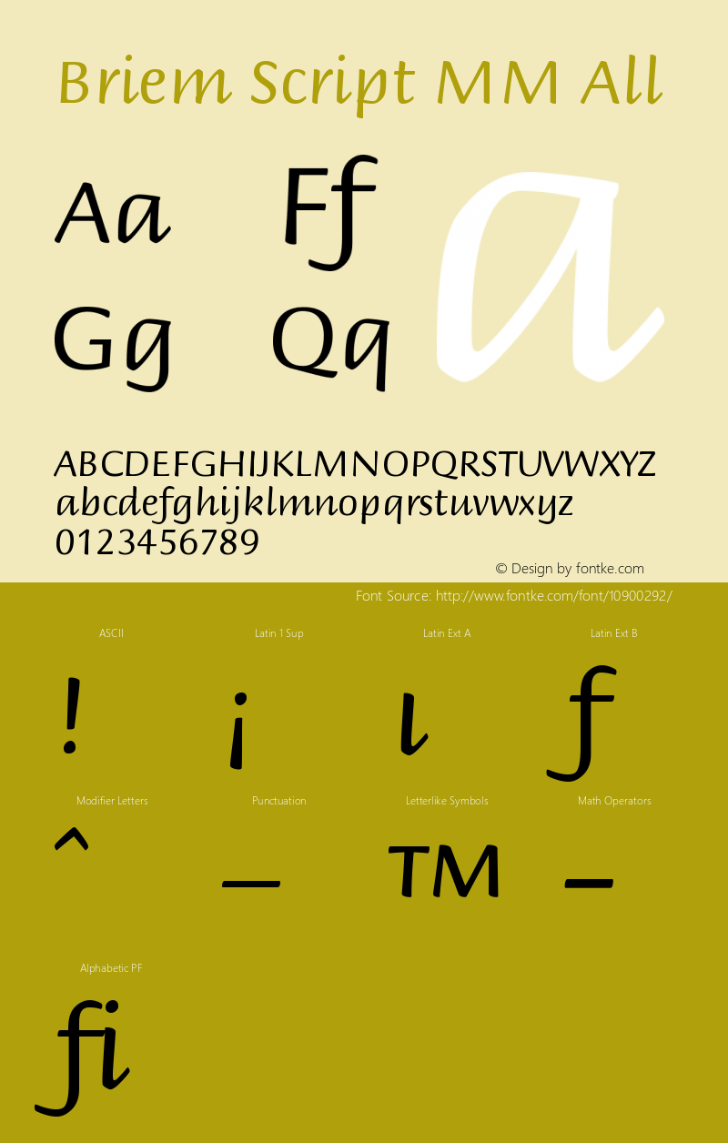 Briem Script MM All Version 001.000 Font Sample