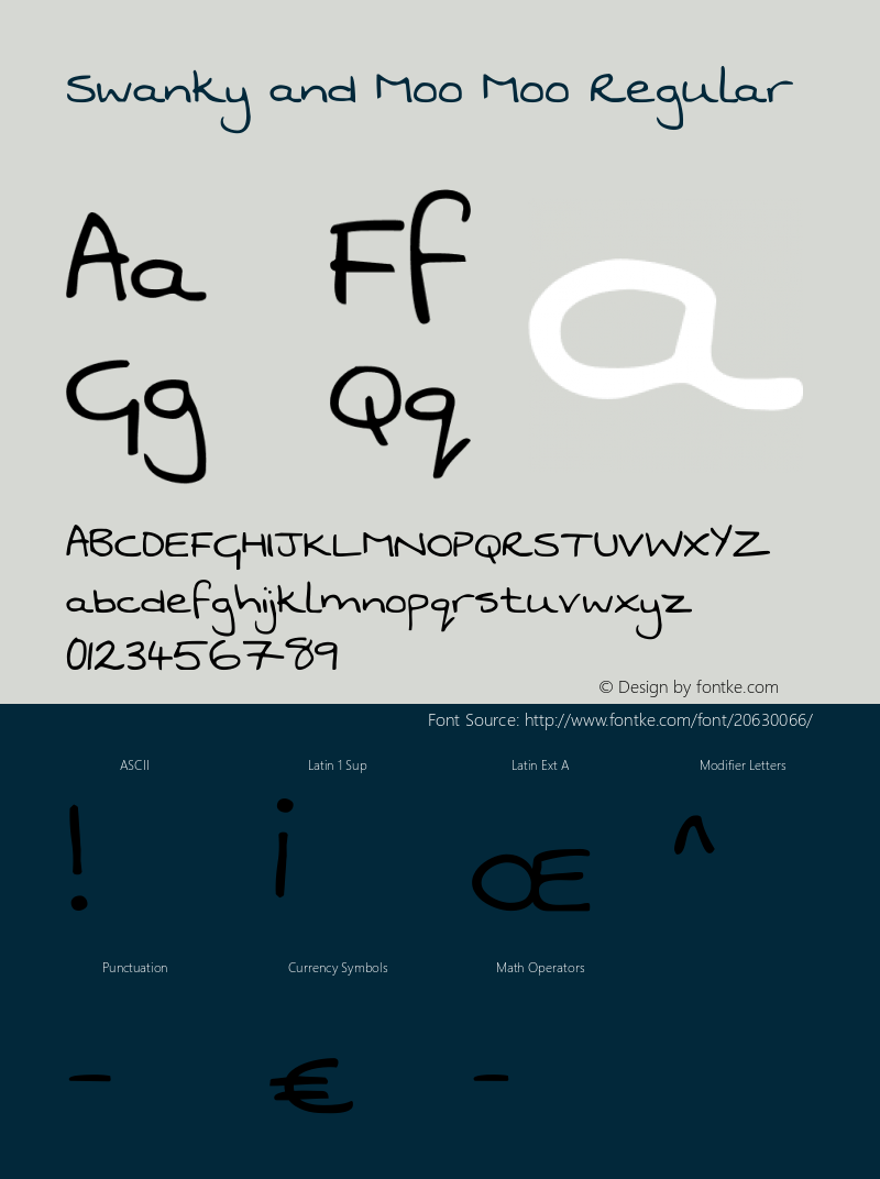 Swanky and Moo Moo Version 1.002 2001 Font Sample