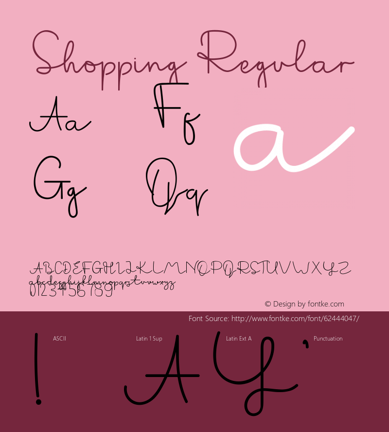 Shopping Version 1.001;Fontself Maker 3.5.1 Font Sample