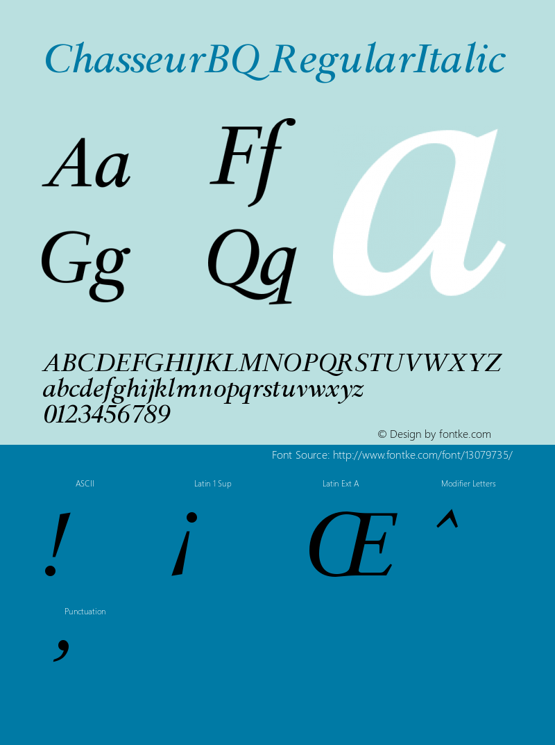 ChasseurBQ RegularItalic Version 001.001 Font Sample