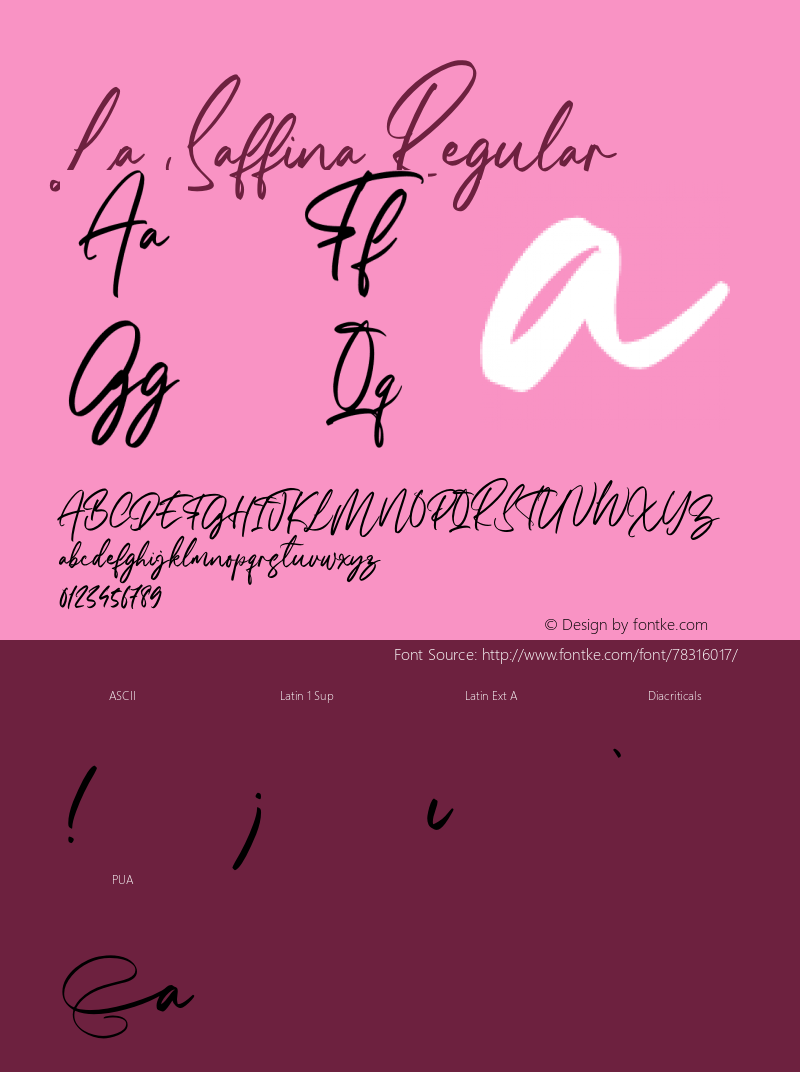 La Saffina Version 1.00;September 24, 2020;FontCreator 12.0.0.2545 64-bit Font Sample