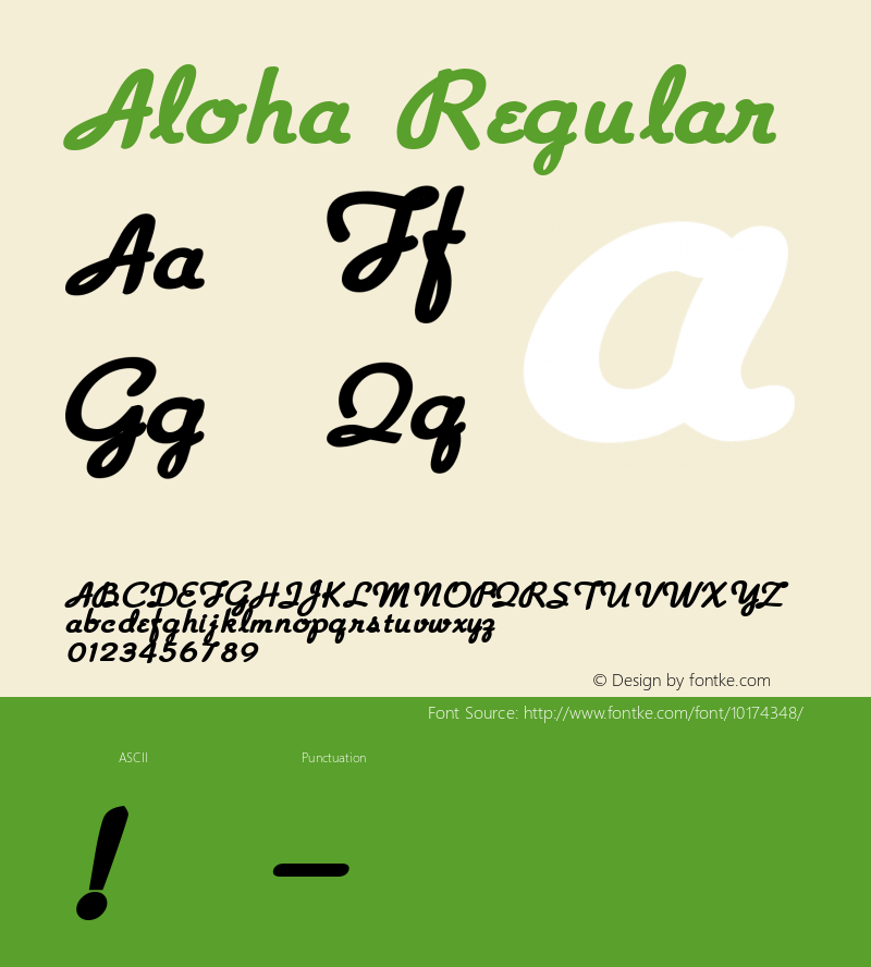 Aloha Regular Macromedia Fontographer 4.1.4 9/10/06 Font Sample