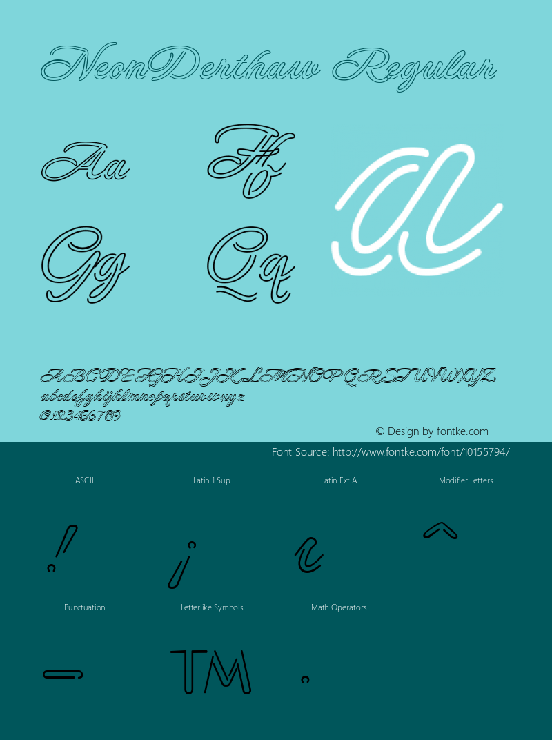 NeonDerthaw Regular Macromedia Fontographer 4.1.5 2/9/04 Font Sample