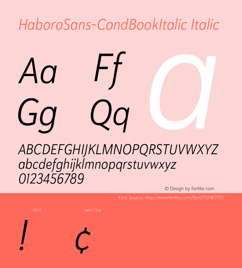 HaboroSans-CondBookItalic Italic Version 1.0 Font Sample