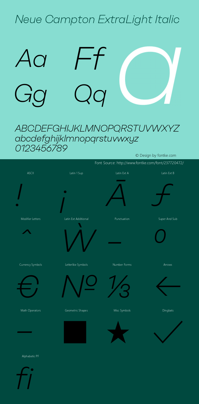 Neue Campton ExtraLight Italic Version 1.000图片样张