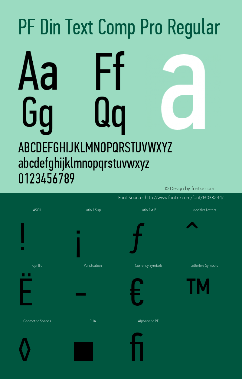 PF Din Text Comp Pro Regular Version 2.005 2005 Font Sample