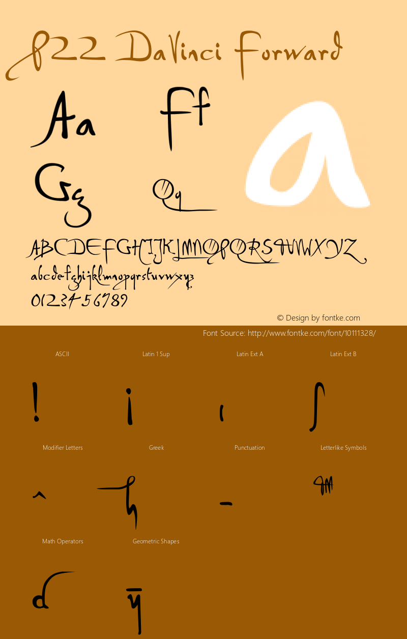 P22 DaVinci Forward Macromedia Fontographer 4.1.3 10/13/97 Font Sample