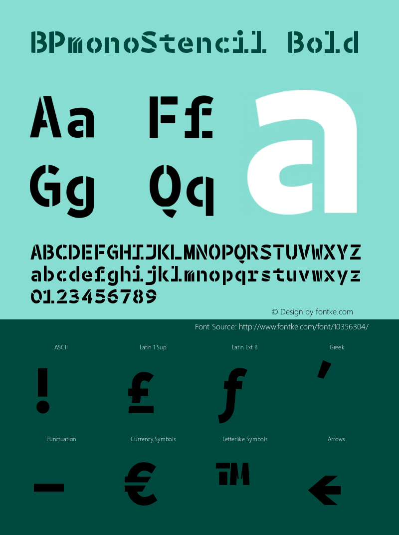 BPmonoStencil Bold Version 1.000 Font Sample