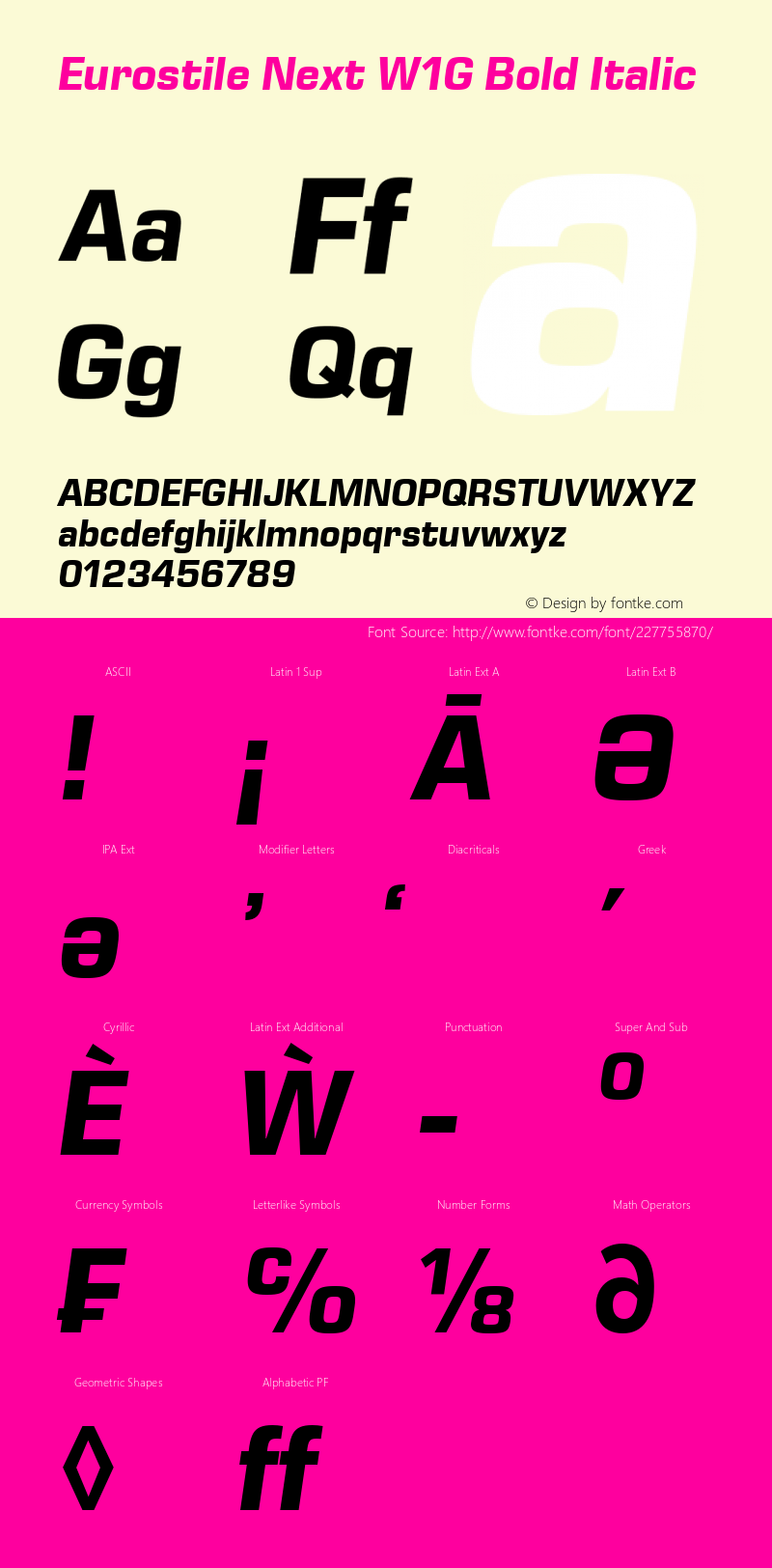 Eurostile Next W1G Bold Italic Version 1.00图片样张