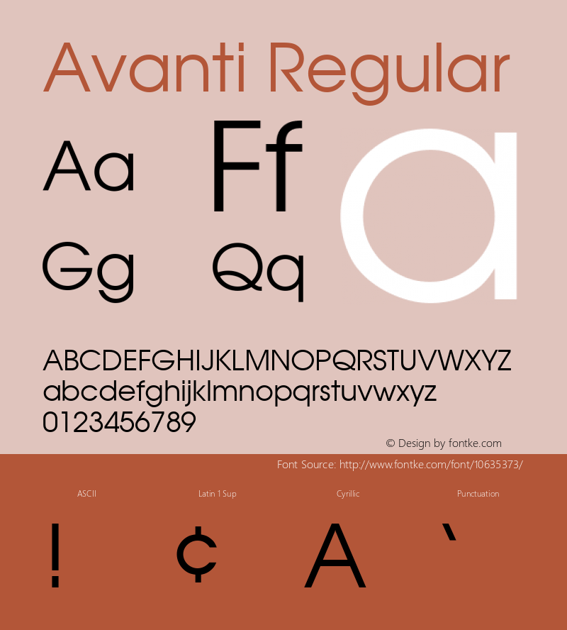 Avanti Regular 001.001 Font Sample