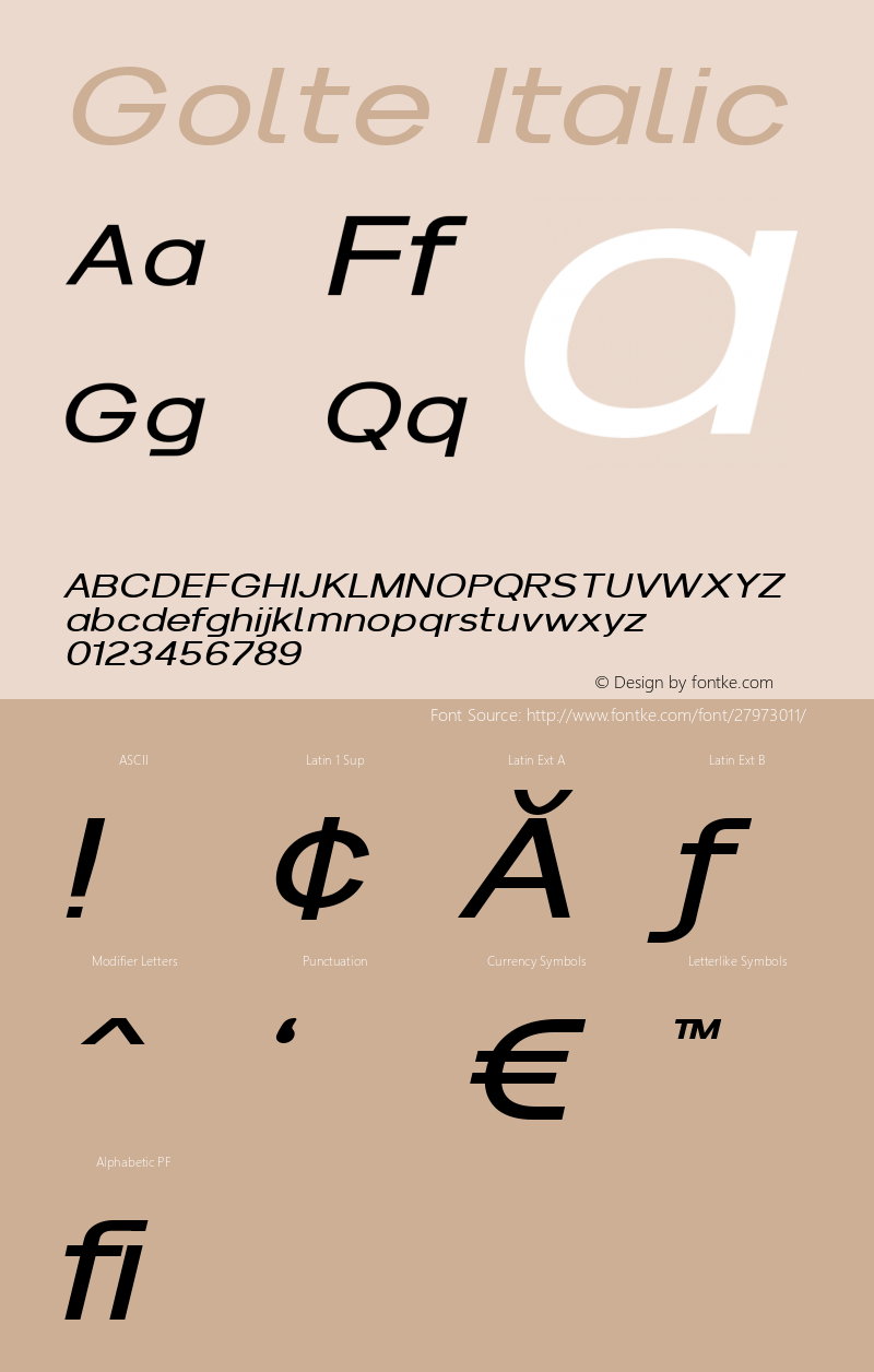 Golte Italic  Font Sample