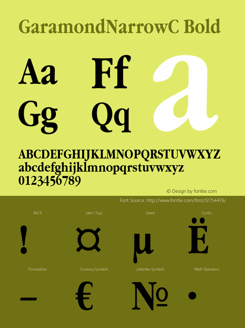 GaramondNarrowC Bold OTF 1.0;PS 001.000;Core 116;AOCW 1.0 161 Font Sample