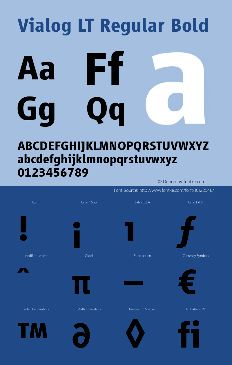 Vialog LT Regular Bold Version 1.0; 2002; initial release Font Sample