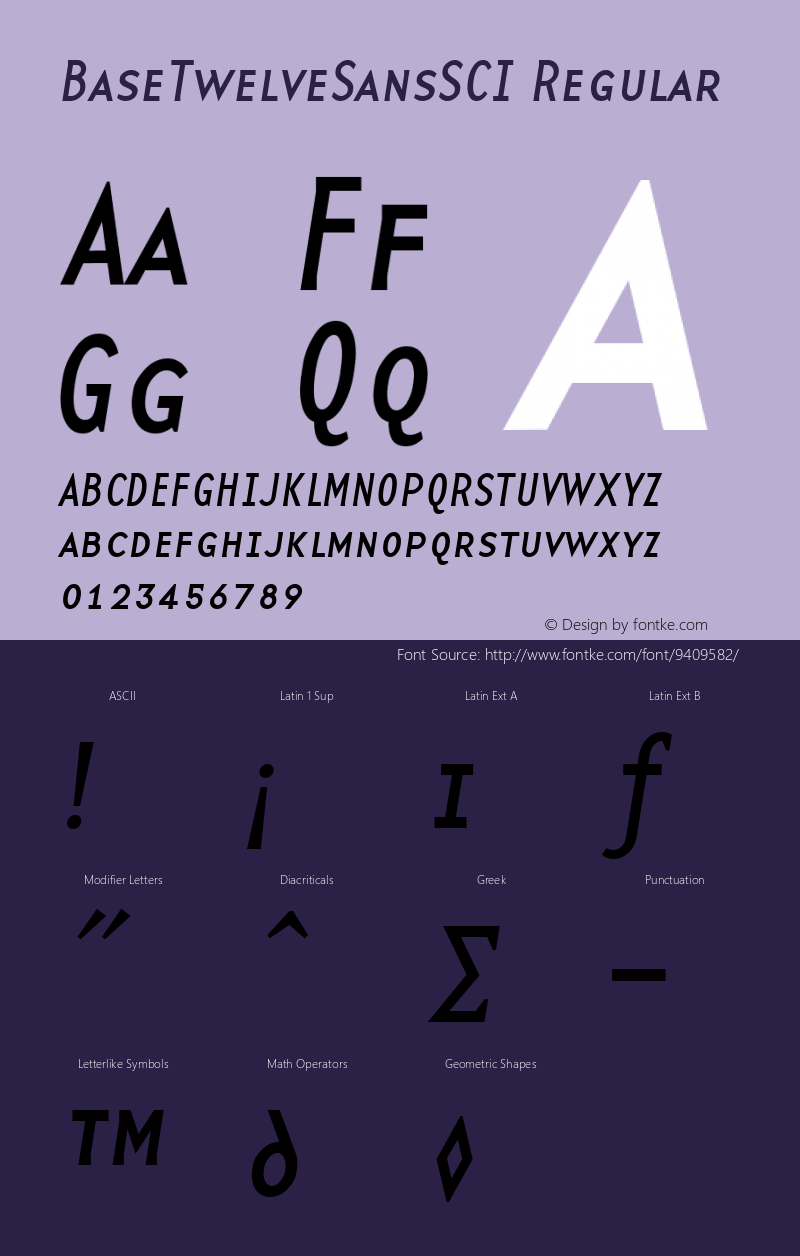 BaseTwelveSansSCI Regular Altsys Metamorphosis:7/3/99 Font Sample