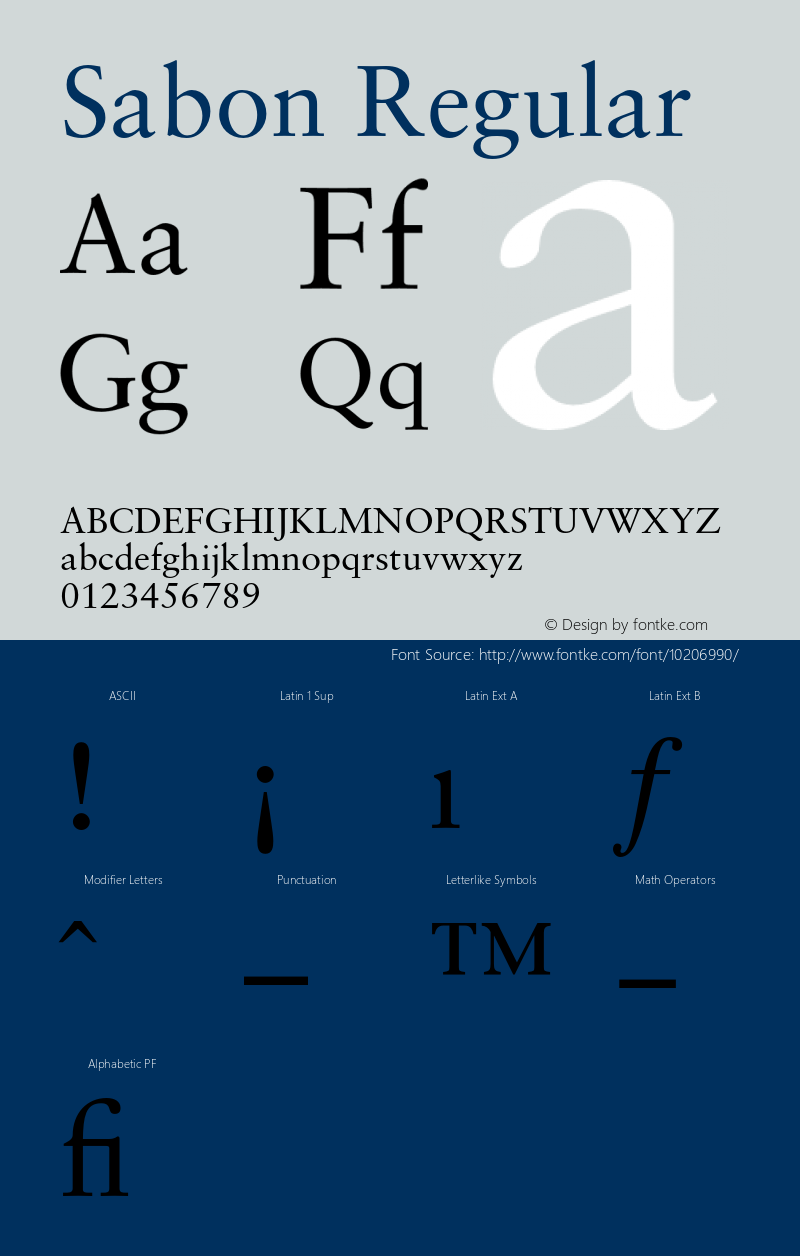 Sabon Regular 001.000 Font Sample