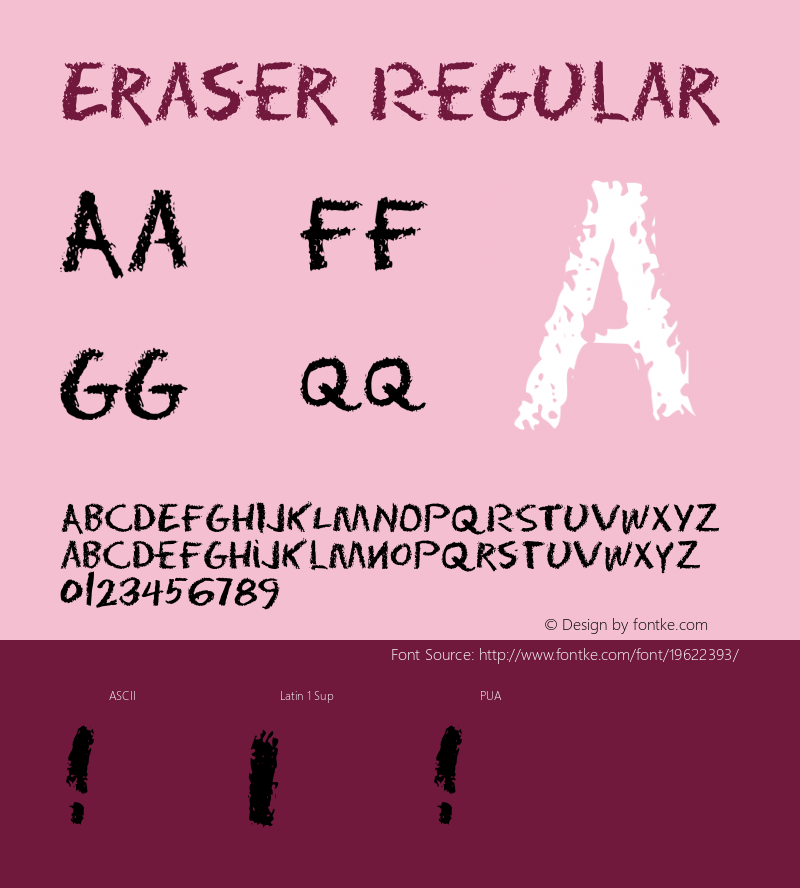 Eraser Version 1.00 Font Sample