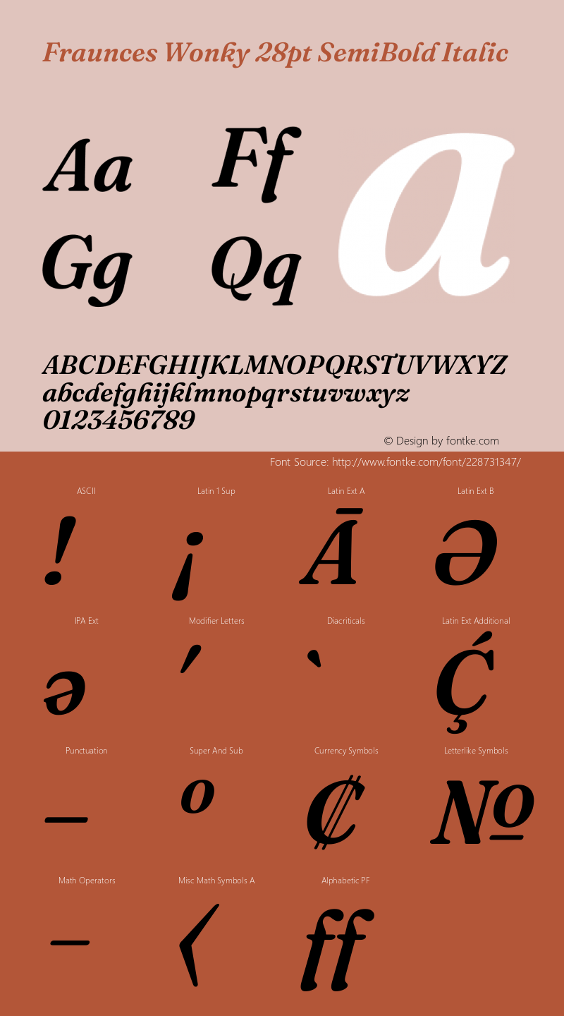 Fraunces Wonky 28pt SemiBold Italic Version 1.000;[b76b70a41]图片样张