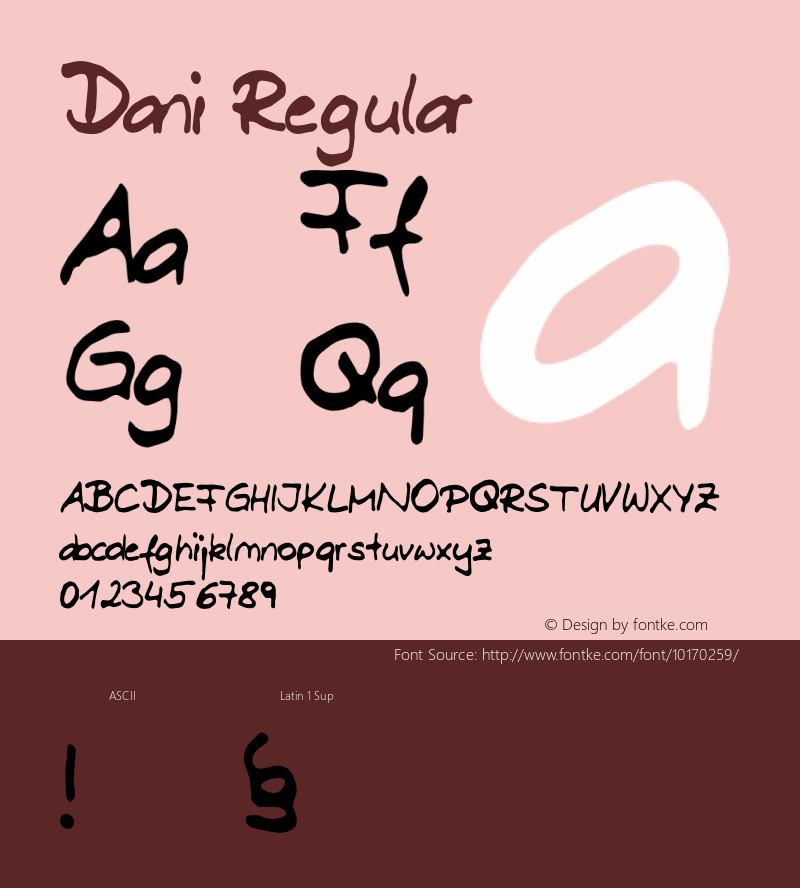 Dani Regular Version: 04/23/05 05:03:10 Font Sample