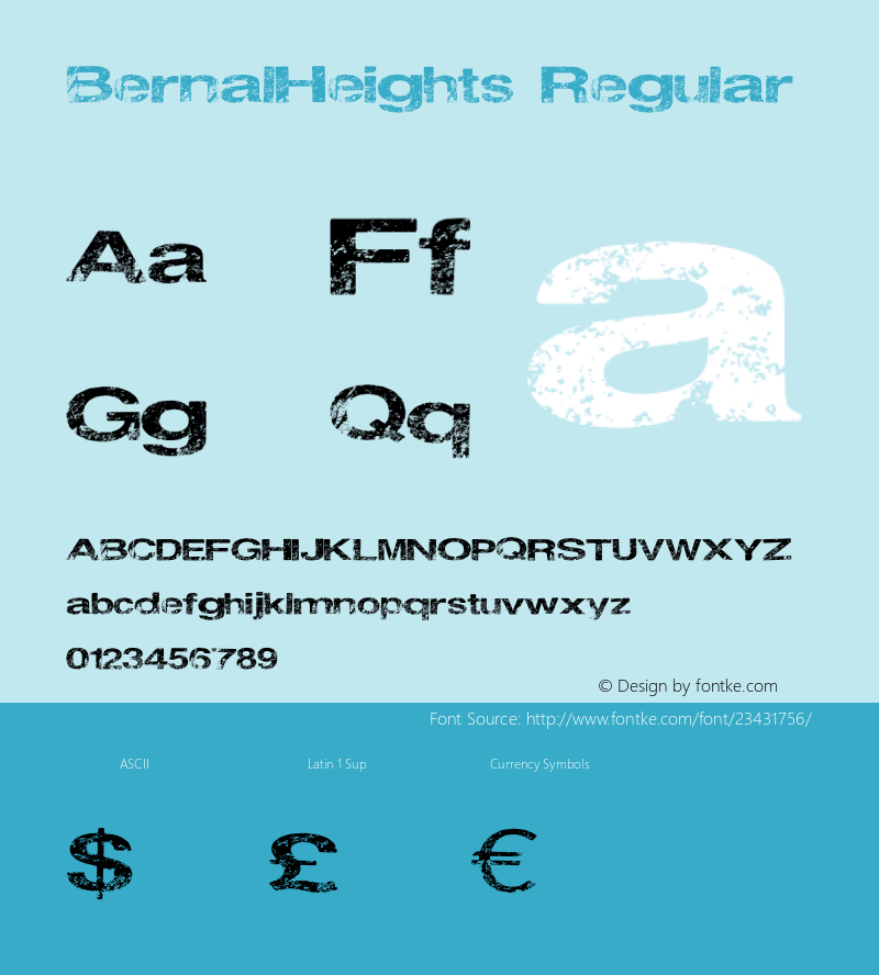 BernalHeights Version 1.00 February 18, 2014, initial release Font Sample