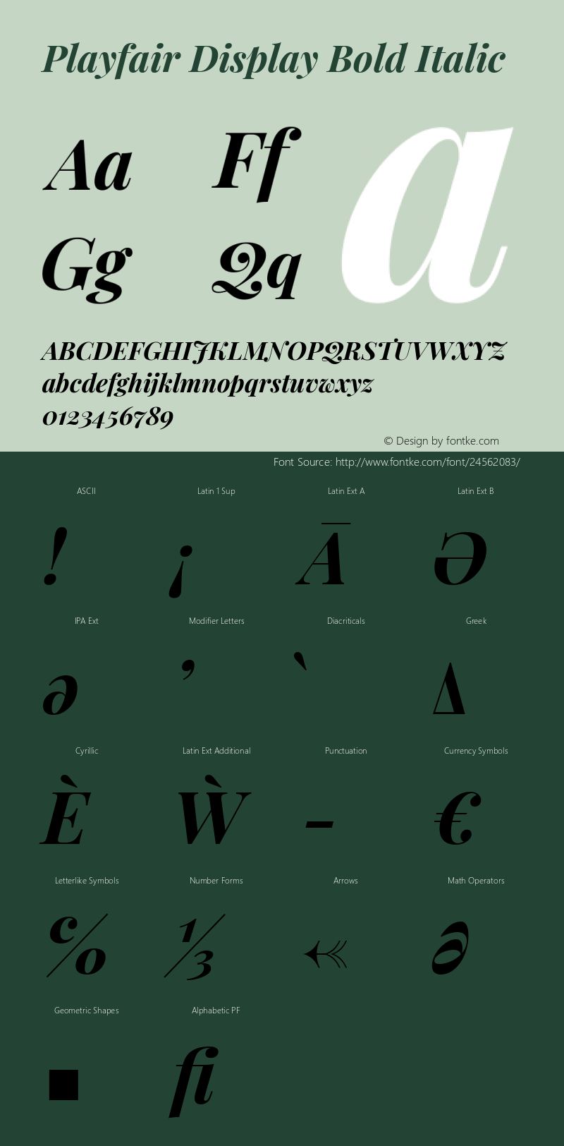 Playfair Display Bold Italic Version 1.202; ttfautohint (v1.6) Font Sample