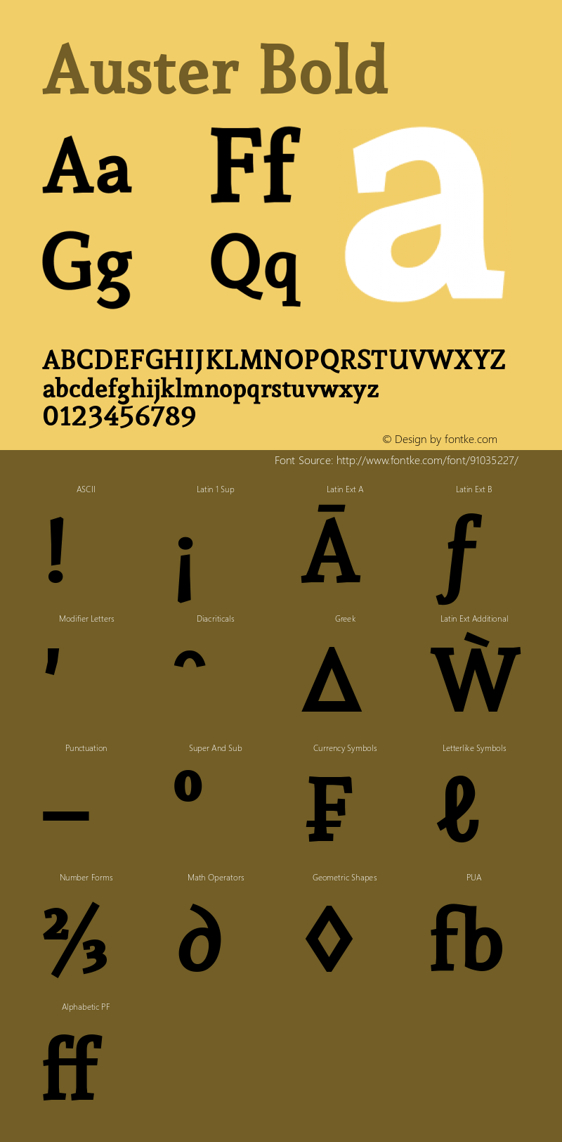 Auster Bold Version 1.000 Font Sample