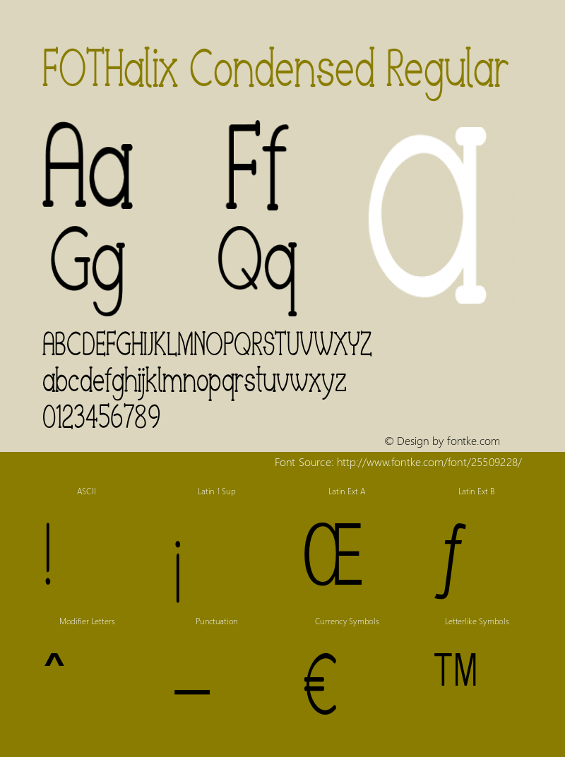 FOTHalix-CondensedRegular Version 1.000 Font Sample