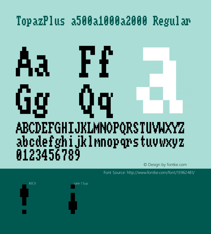 TopazPlus a500a1000a2000 Regular Version 1.000 Font Sample