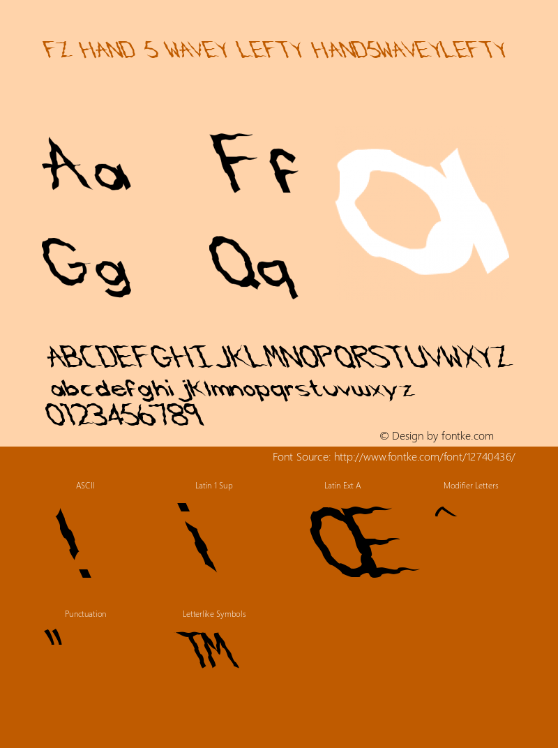 FZ HAND 5 WAVEY LEFTY HAND5WAVEYLEFTY Version 1.000 Font Sample