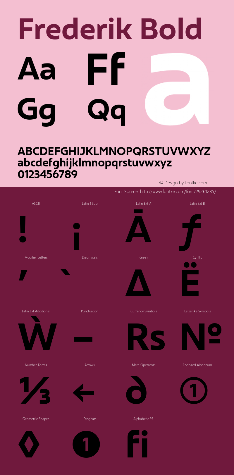 Frederik Bold Version 001.000 February 2019;YWFTv17 Font Sample