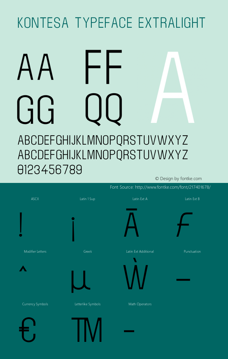 Kontesa Typeface ExtraLight Version 1.000;FEAKit 1.0图片样张