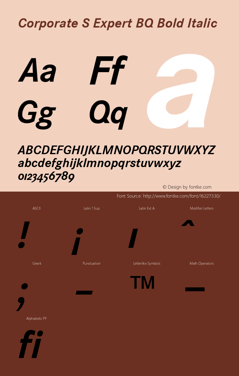 Corporate S Expert BQ Bold Italic Version 001.000 Font Sample