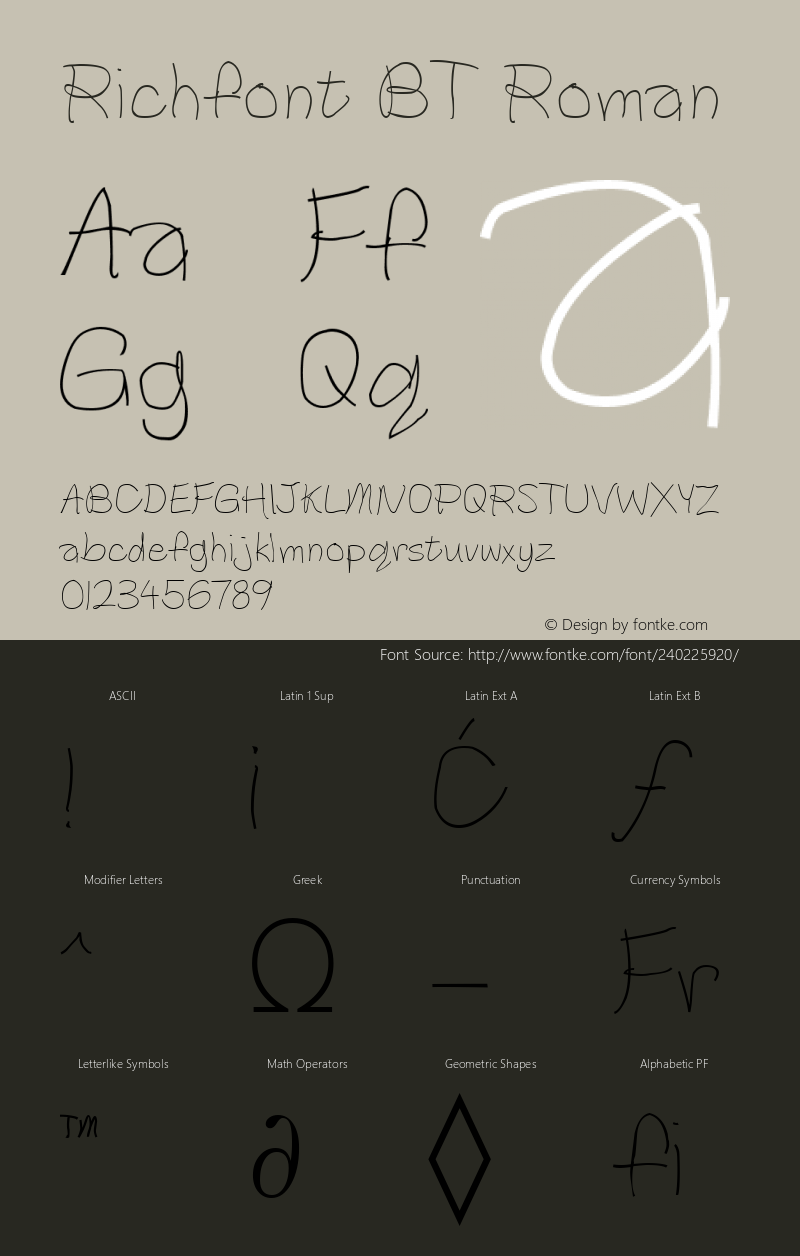 Richfont BT Roman Version 1.01 emb4-OT图片样张