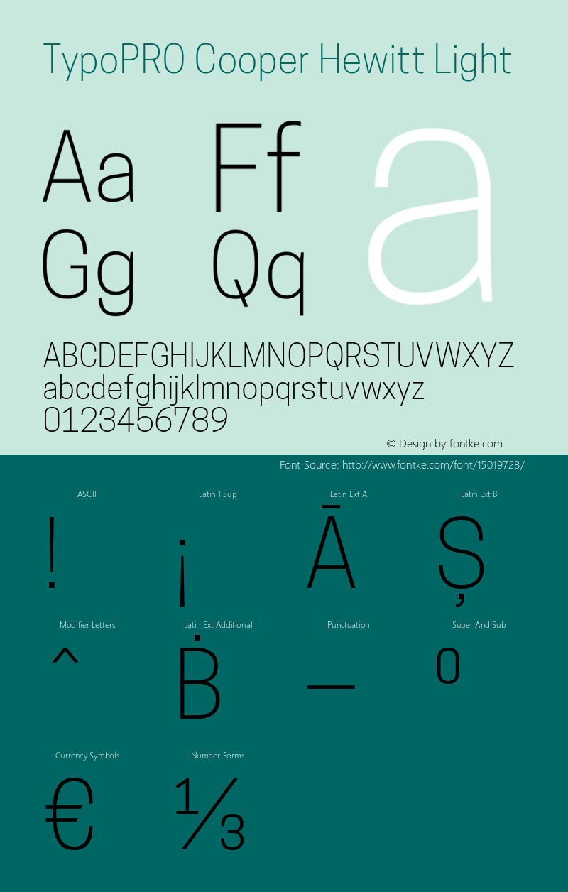 TypoPRO Cooper Hewitt Light 1.000 Font Sample