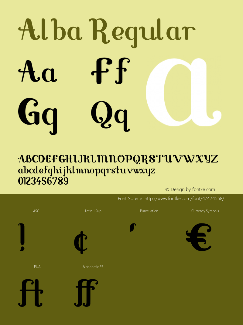 Alba Regular Version 1.000 Font Sample