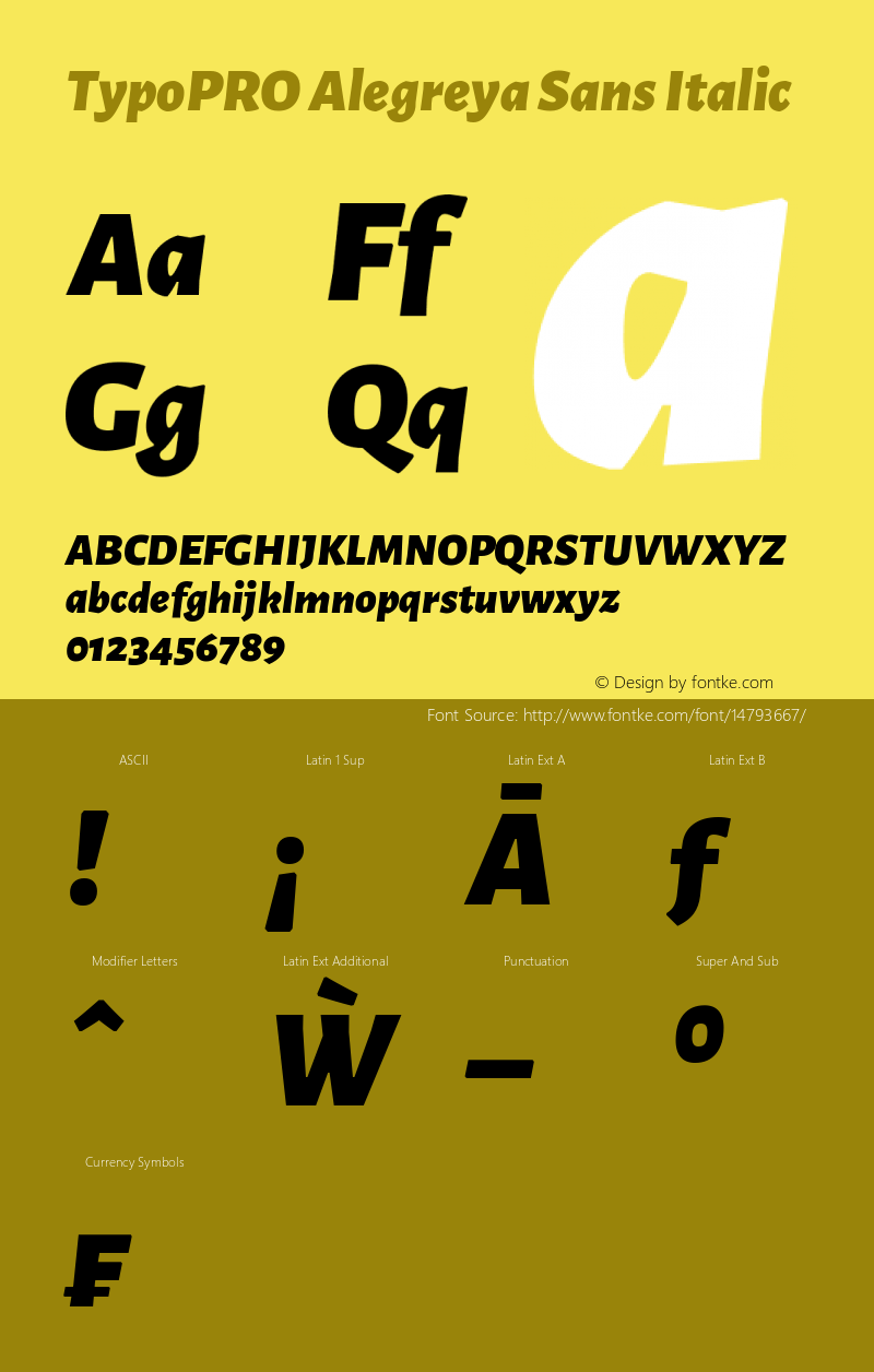 TypoPRO Alegreya Sans Italic Version 1.000;PS 001.000;hotconv 1.0.70;makeotf.lib2.5.58329 DEVELOPMENT Font Sample