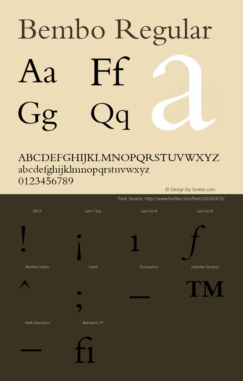 Bembo Version 001.000 Font Sample