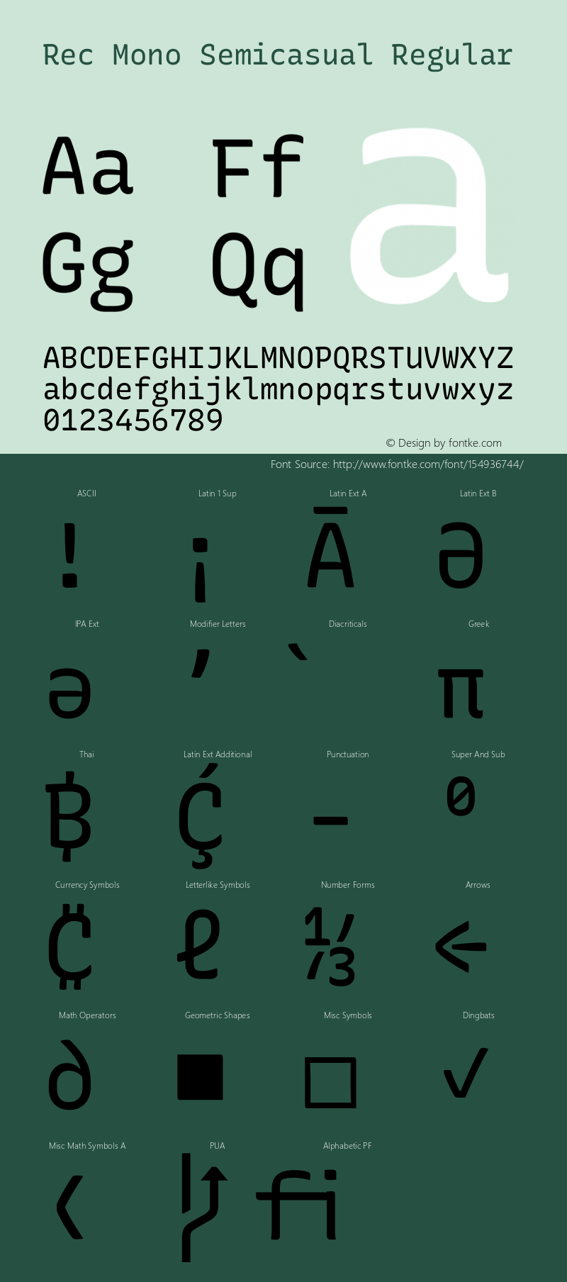 Rec Mono Semicasual Version 1.075 Font Sample