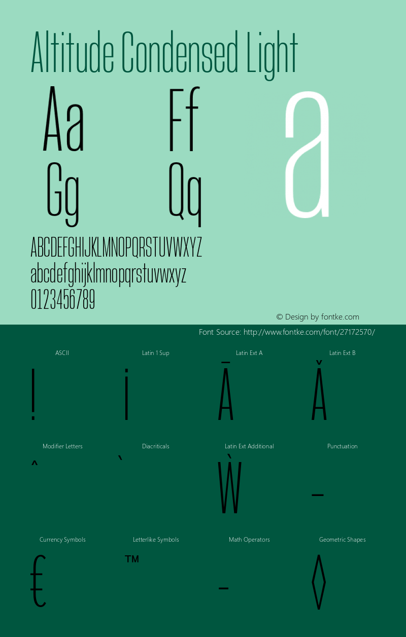 AltitudeCondensed-Light Version 1.100;PS 001.100;hotconv 1.0.88;makeotf.lib2.5.64775 Font Sample