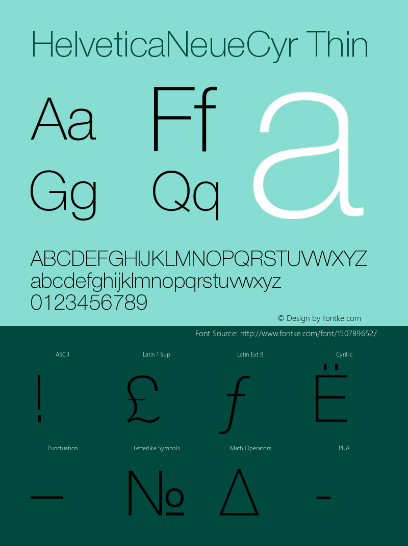 HelveticaNeueCyr-Thin 001.000 Font Sample