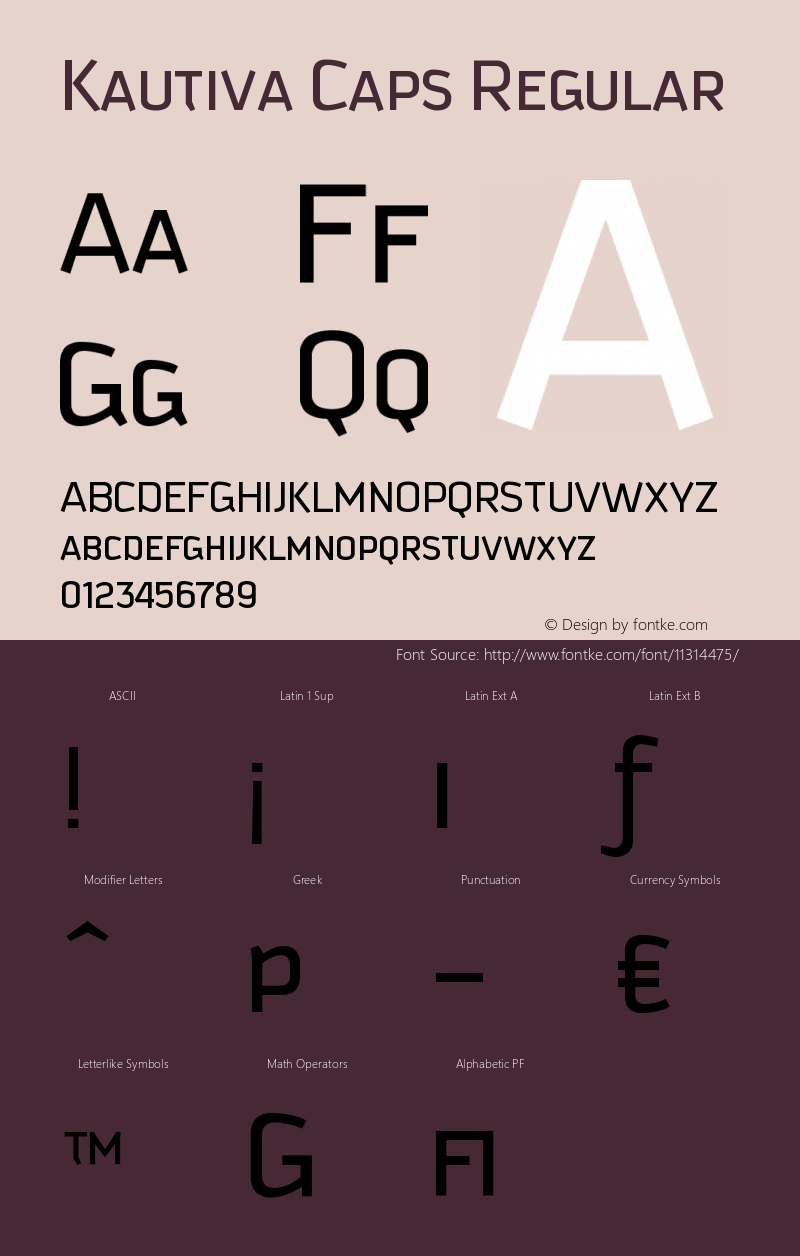 Kautiva Caps Regular Version 001.000 Font Sample