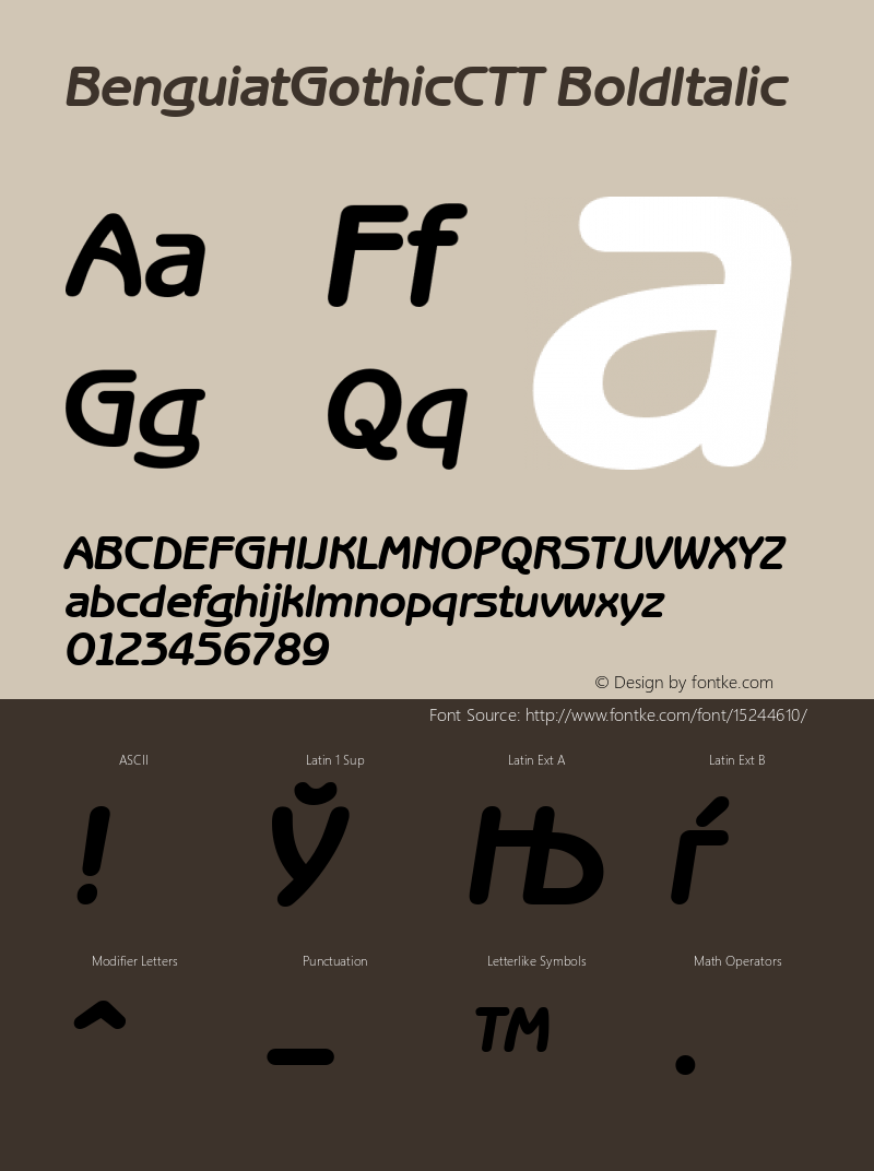 BenguiatGothicCTT BoldItalic 1.100.000 Font Sample