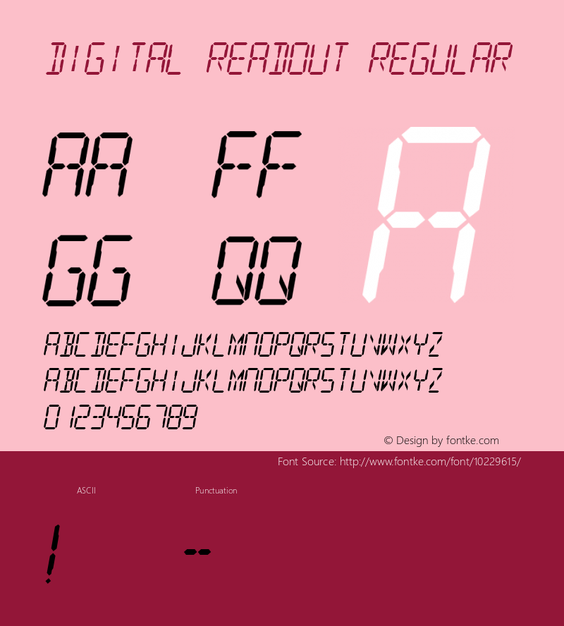 Digital Readout Regular 1.1 Font Sample