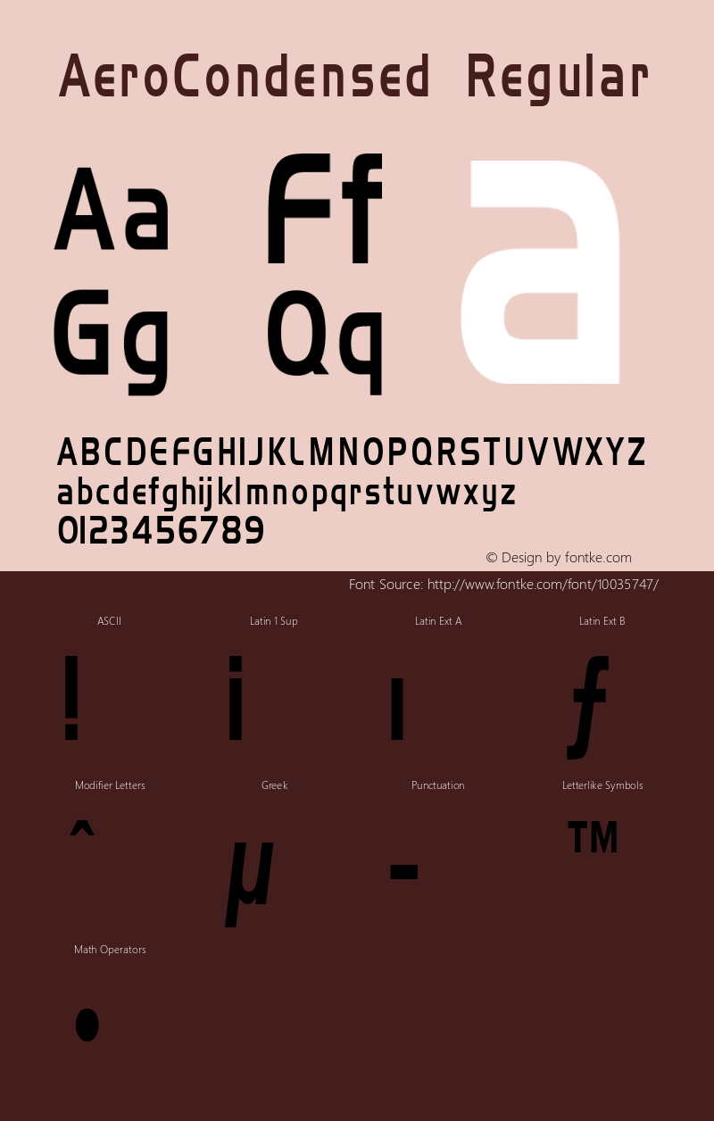 AeroCondensed Regular Rev. 003.000 Font Sample