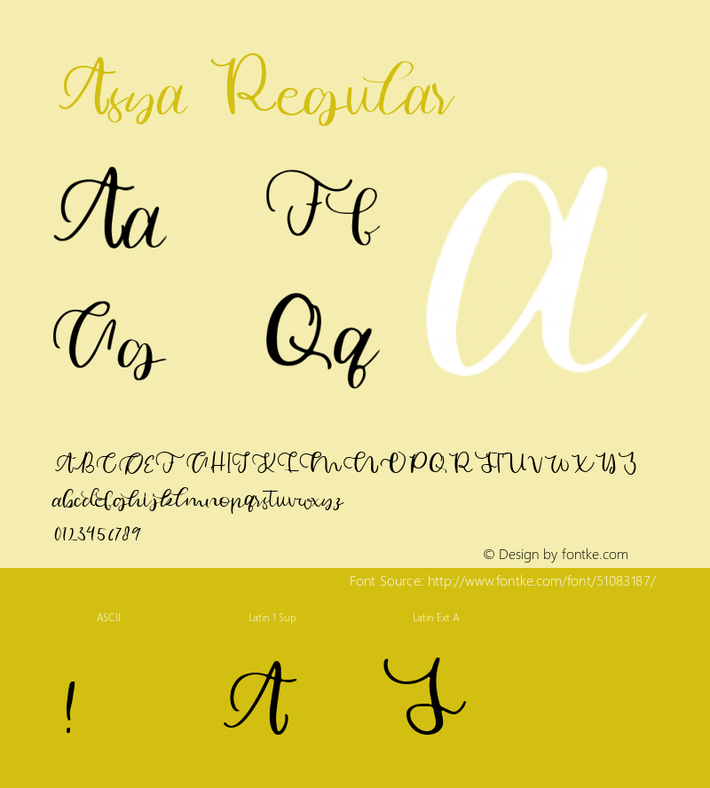 Asya Version 1.000 Font Sample