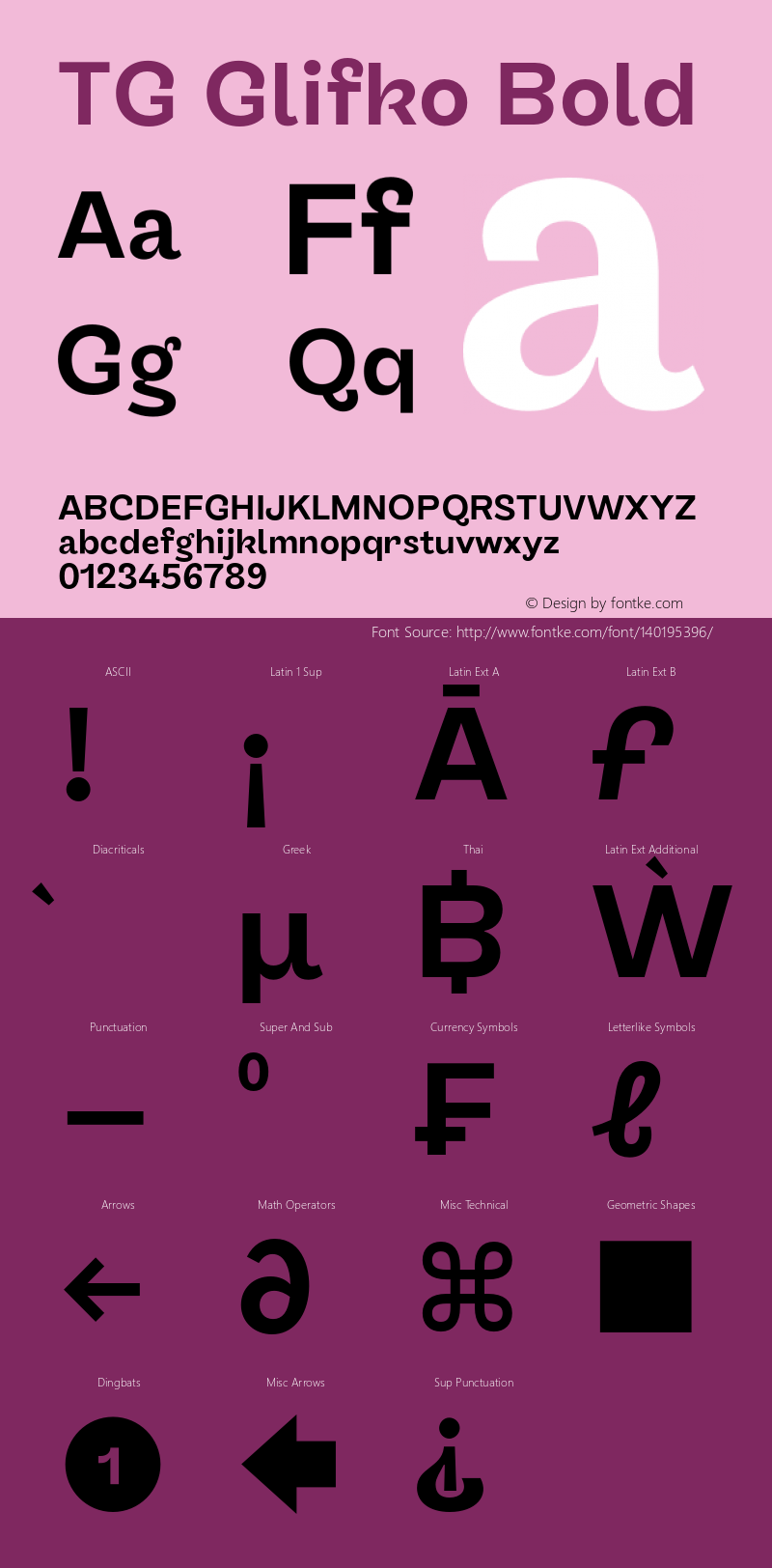 TG Glifko Bold Version 1.000;hotconv 1.0.109;makeotfexe 2.5.65596 Font Sample