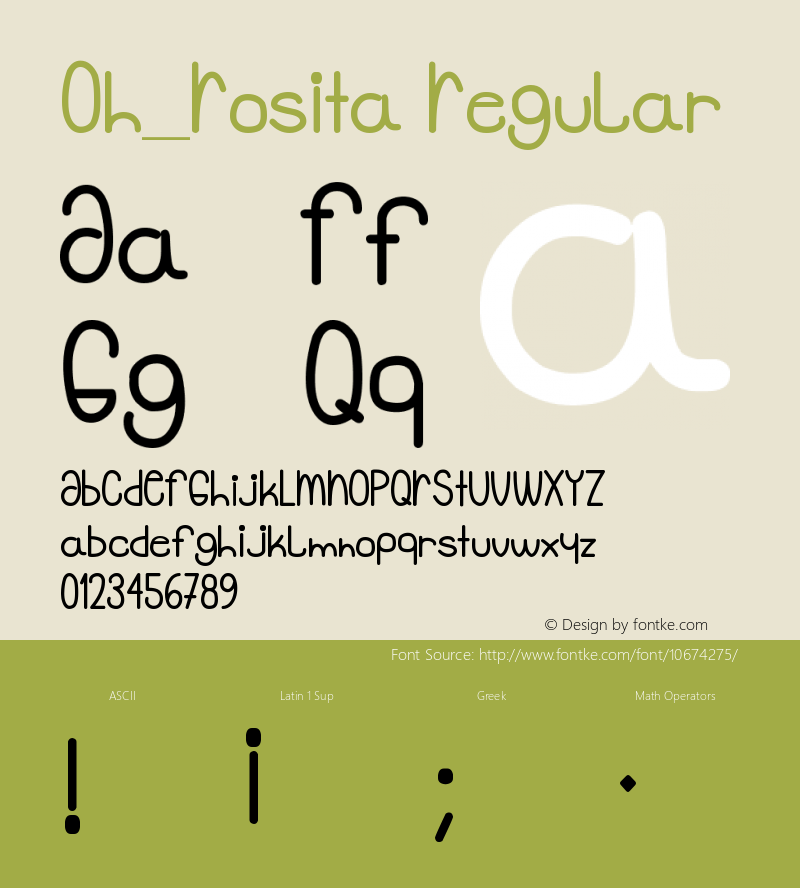 Oh_Rosita Regular Version 1.00 March 14, 2015, initial release Font Sample