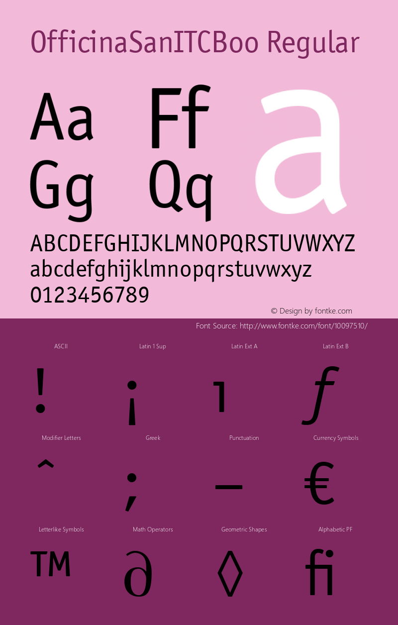 OfficinaSanITCBoo Regular Version 2.0 Font Sample